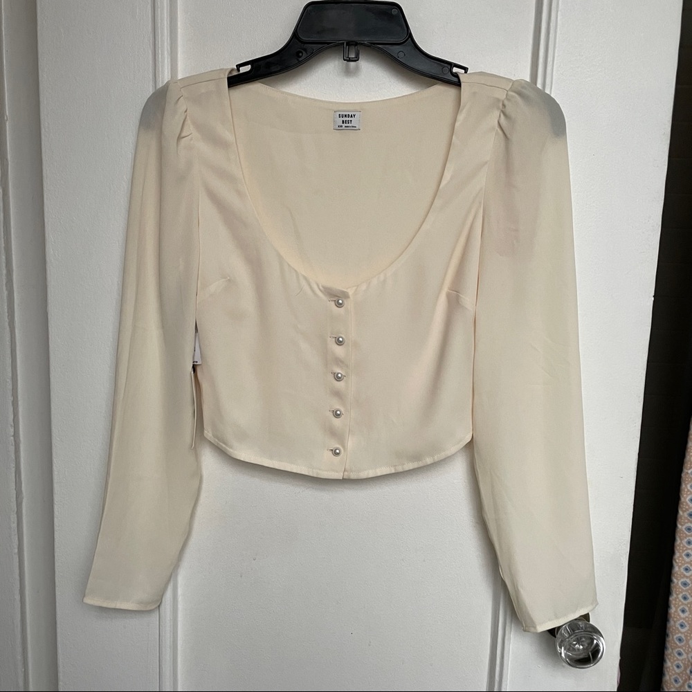 Aritzia Cream Button-Up Blouse